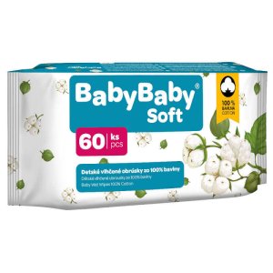 Vlhčené obrúsky - 100% bavlna, 60ks Baby Baby Soft 1